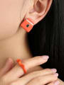 thumb Brass Enamel Geometric Cute Stud Earring 2