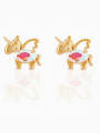 thumb Brass Cubic Zirconia Animal Cute Stud Earring 4