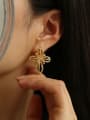 thumb Brass Hollow Chineseknot Vintage Stud Earring 1