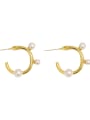 thumb Brass Imitation Pearl Geometric Minimalist Stud Trend Korean Fashion Earring 0