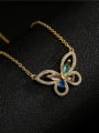 thumb Brass Cubic Zirconia Vintage Butterfly  Pendant Necklace 4