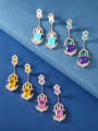 thumb Brass Cubic Zirconia Multi Color Heart Luxury Cluster Earring 1