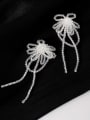 thumb Brass Long Imitation  Crystal Flower Minimalist Drop Trend Korean Fashion Earring 3