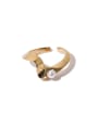 thumb Brass Imitation Pearl Geometric Vintage Band Ring 0
