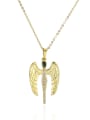 thumb Brass Cubic Zirconia Vintage Wing  Pendnat Necklace 0