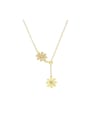 thumb Brass Cubic Zirconia Flower Dainty Lariat Necklace 0
