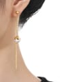 thumb Brass Freshwater Pearl Tassel Minimalist Threader Earring 1
