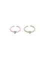 thumb Brass Enamel Heart Minimalist Band Ring 0