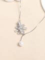 thumb Brass Imitation Pearl Flower Dainty Necklace 2