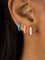 thumb Brass Rhinestone Enamel Geometric Cute Huggie Earring 3