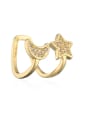 thumb Brass Cubic Zirconia Star Moon Vintage Single Ear clip(Single Only One) 0