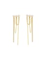 thumb Copper Cubic Zirconia Tassel Artisan Threader Trend Korean Fashion Earring 0