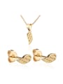 thumb Brass Feather  Earring and Necklace Set 0