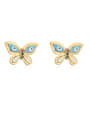 thumb Brass Enamel Butterfly Cute Stud Earring 3
