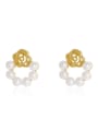 thumb Brass Imitation Pearl Flower Vintage Drop Trend Korean Fashion Earring 0