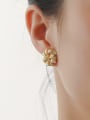 thumb Brass Imitation Pearl Flower Vintage Stud Earring 1