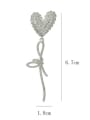 thumb Brass Cubic Zirconia Heart Luxury Threader Earring 2