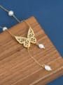 thumb Brass Cubic Zirconia Butterfly  Dainty Lariat Necklace 1