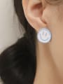 thumb Brass Enamel Smiley Minimalist Stud Earring 1