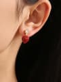 thumb Brass Cubic Zirconia Enamel Heart Minimalist Drop Earring 1