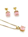 thumb Brass Round Cubic Zirconia Earring and Necklace Set 3