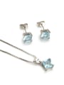 thumb Brass Square Cubic Zirconia Earring and Necklace Set 3