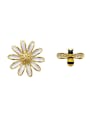 thumb Copper Rhinestone Enamel Cute chrysanthemum Bee asymmetric Stud Trend Korean Fashion Earring 0