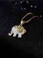 thumb Brass Rhinestone Enamel Elephant Trend Necklace 2