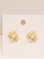 thumb Copper Imitation Pearl Flower Minimalist Stud Trend Korean Fashion Earring 2