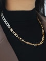 thumb Brass Imitation Pearl Geometric Hip Hop Asymmetrical Chain Necklace 1