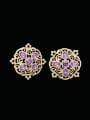thumb Alloy Glass Stone Hollow Flower Statement Stud Earring 0