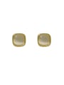 thumb Brass Cats Eye Geometric Minimalist Stud Earring 0