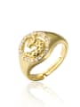 thumb Brass Cubic Zirconia Leopard Vintage Band Ring 0