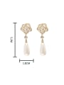 thumb Brass Imitation Pearl Enamel Flower Minimalist Drop Earring 2