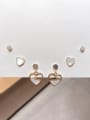 thumb Brass Shell Fashion Cute Heart-Shaped Three-piece Set  Stud Earring 0