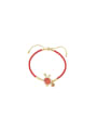 thumb Brass Cubic Zirconia Red Rabbit Dainty Adjustable Bracelet 0