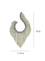 thumb Brass Cubic Zirconia Tassel Luxury Cluster Earring 2