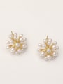 thumb Brass Imitation Pearl Flower Minimalist Stud Trend Korean Fashion Earring 1
