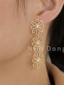 thumb Copper Cubic Zirconia Hollow Flower Vintage Drop Trend Korean Fashion Earring 1