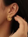 thumb Brass Heart  Geometry Vintage Stud Earring 1