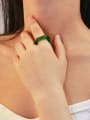 thumb Hand  Glass Green Twist  Square Minimalist Band Ring 1