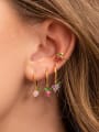 thumb Brass Cubic Zirconia Multi Color Friut Cute Huggie Earring 1