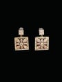 thumb Brass Cubic Zirconia Square Luxury Cluster Earring 2