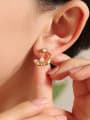 thumb Brass Imitation Pearl Moon Minimalist Stud Earring 1