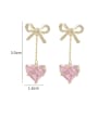thumb Brass Cubic Zirconia Pink Heart Dainty Drop Earring 2