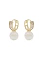 thumb Brass Imitation Pearl Geometric Minimalist Huggie Earring 3