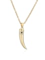 thumb Brass Cubic Zirconia  Vintage Wolf Tooth Pendant Necklace 0