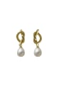 thumb Brass Imitation Pearl Geometric Minimalist Drop Earring 0