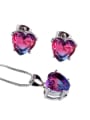 thumb Brass Heart  Cubic Zirconia Earring and Necklace Set 0