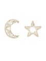thumb Copper Cubic Zirconia Star Moon Dainty Stud Trend Korean Fashion Earring 0